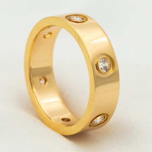 [GALE]LOVE RING 5.5MM 6 DIAMONDS PINK GOLD