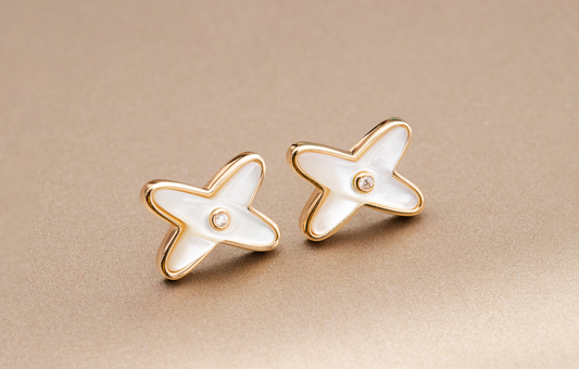 [NEU] JEUX DE WHITE POP ROSE GOLD DIAMOND EARRINGS