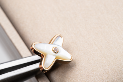 [GALE]JEUX DE WHITE MOP PINK GOLD DIAMOND EARRINGS