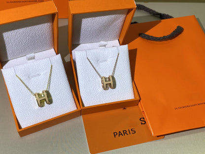 [GALE]HM CLIC YELLOW ENAMEL GOLD NECKLACE