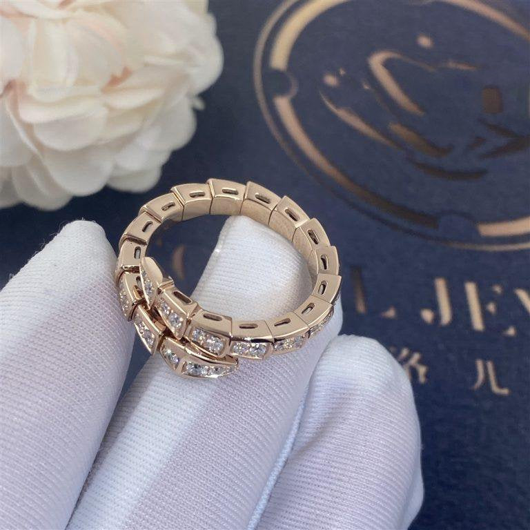 [GALE]SERPENTI RING PINK GOLD DIAMOND PAVED 4MM