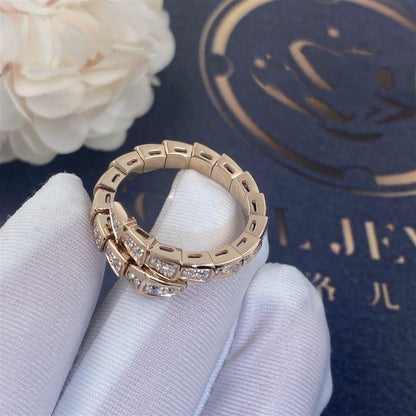 [GALE]SERPENTI RING PINK GOLD DIAMOND PAVED 4MM