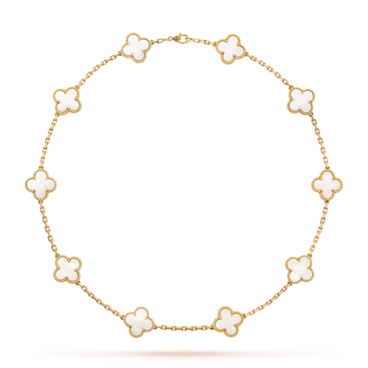 [GALE]CLOVER 10 MOTIFS WHITE MOTHER OF PEARL NECKLACE