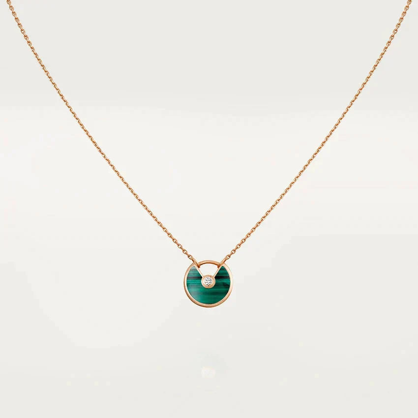 [GALE]AMULETTE ROSE GOLD MALACHITE NECKLACE