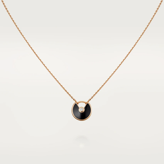 [GALE]AMULETTE ROSE GOLD ONYX NECKLACE