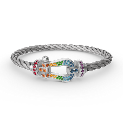 [GALE]FORC LARGE HORSESHOE  COLORED DIAMOND BRACELET SILVER