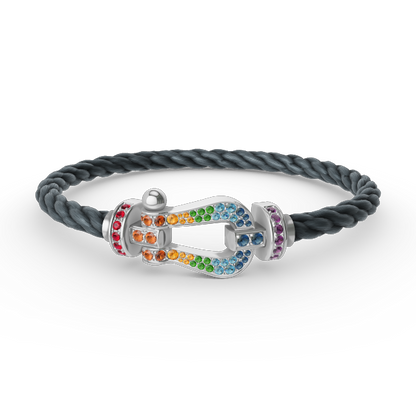 [GALE]FORC LARGE HORSESHOE  COLORED DIAMOND BRACELET SILVER