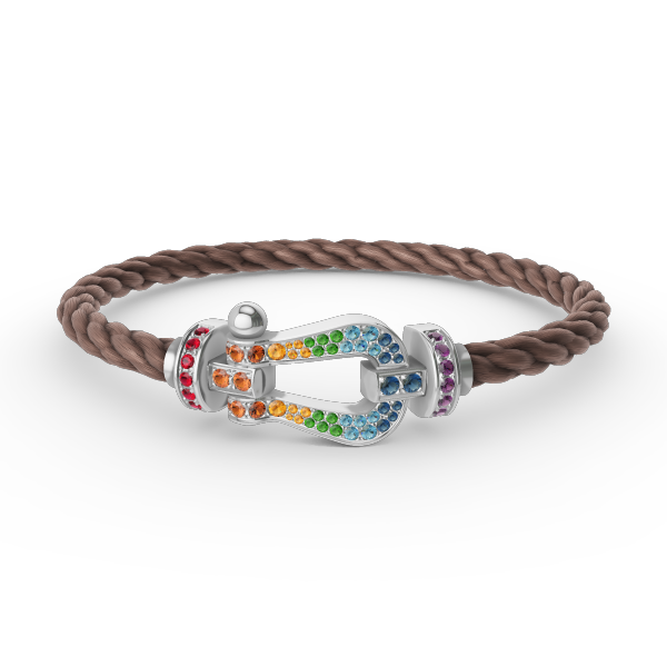 [GALE]FORC LARGE HORSESHOE  COLORED DIAMOND BRACELET SILVER