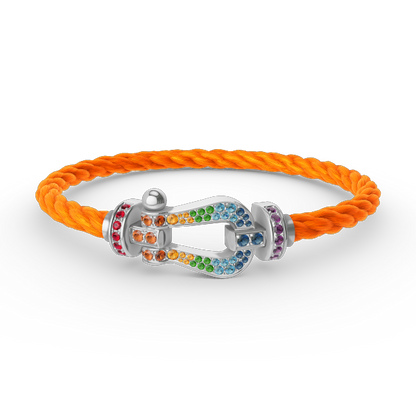[GALE]FORC LARGE HORSESHOE  COLORED DIAMOND BRACELET SILVER