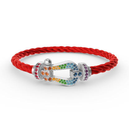 [GALE]FORC LARGE HORSESHOE  COLORED DIAMOND BRACELET SILVER