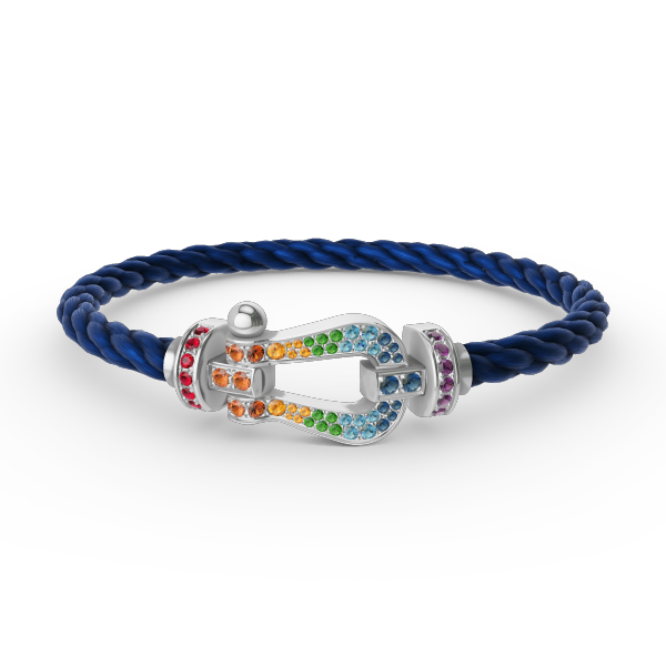[GALE]FORC LARGE HORSESHOE  COLORED DIAMOND BRACELET SILVER