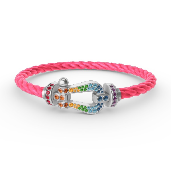 [GALE]FORC LARGE HORSESHOE  COLORED DIAMOND BRACELET SILVER