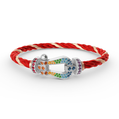 [GALE]FORC LARGE HORSESHOE  COLORED DIAMOND BRACELET SILVER