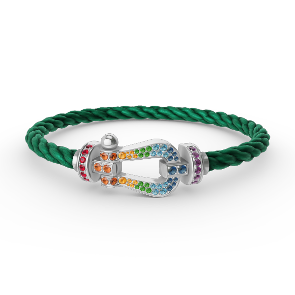 [GALE]FORC LARGE HORSESHOE  COLORED DIAMOND BRACELET SILVER