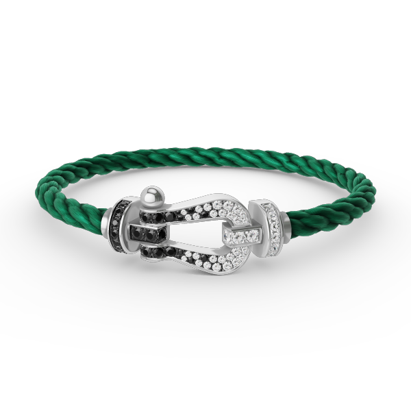 [GALE]FORCE LARGE HORSESHOE BLACK WHITE DIAMOND BRACELET SILVER
