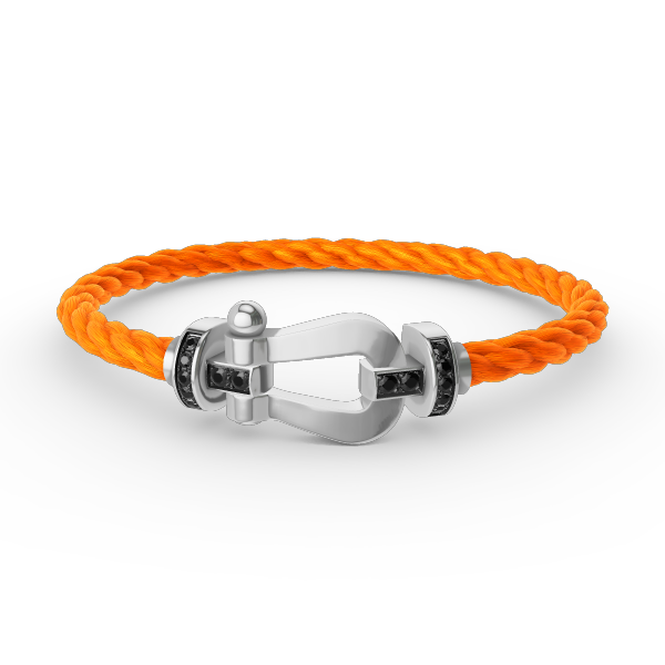 [GALE]FORCE LARGE HORSESHOE BLACK DIAMOND BRACELET SILVER