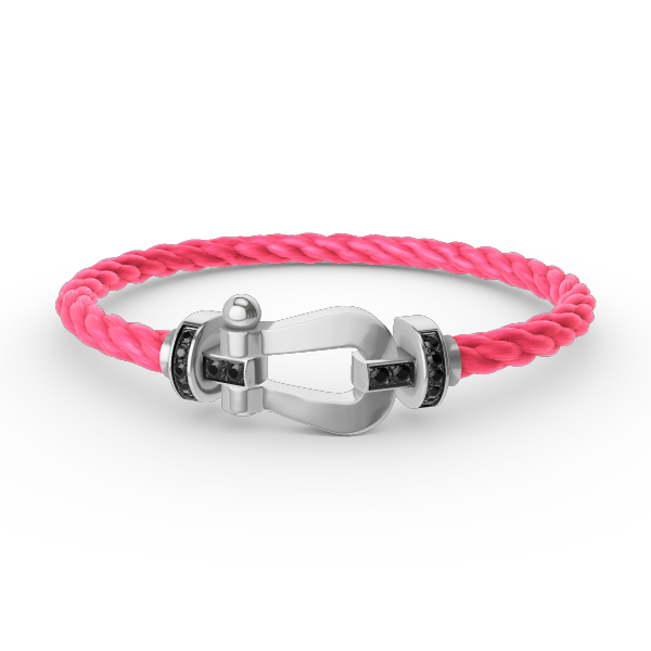 [GALE]FORCE LARGE HORSESHOE BLACK DIAMOND BRACELET SILVER