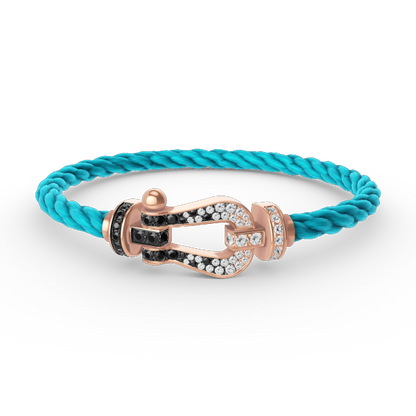 [GALE]FORCE LARGE HORSESHOE BLACK WHITE DIAMOND BRACELET ROSE GOLD