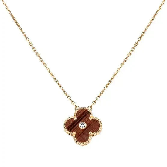 [GALE]CLOVER 15MM DIAMOND AND YELLOW TIGER'S EYE AGATE necklace