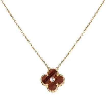 [GALE]CLOVER 15MM DIAMOND AND YELLOW TIGER'S EYE AGATE necklace