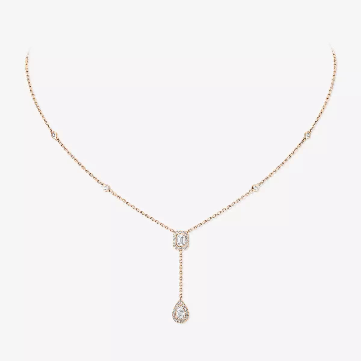 [GALE]Gold Diamond Tie Necklace