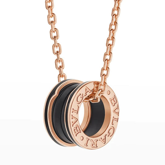 [GALE]ZERO 1 BLACK CERAMIC PINK GOLD NECKLACE