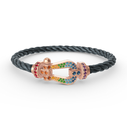 [GALE]FORCE LARGE HORSESHOE  COLORED DIAMOND BRACELET ROSE GOLD