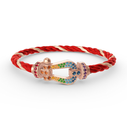 [GALE]FORCE LARGE HORSESHOE  COLORED DIAMOND BRACELET ROSE GOLD