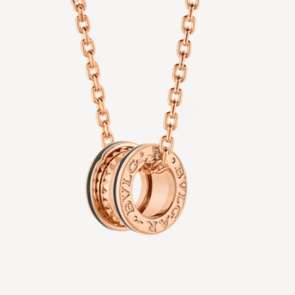 [GALE]ZERO 1 ROCK PEDANT PINK GOLD BLACK NECKLACE