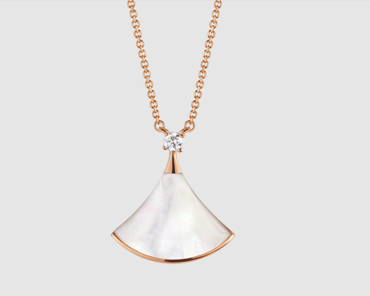 [GALE]DREAM NECKLACE WHITE MOP PINK GOLD 1 DIAMOND