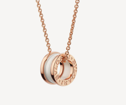 [GALE]ZERO 1 WHITE CERAMIC PINK GOLD NECKLACE