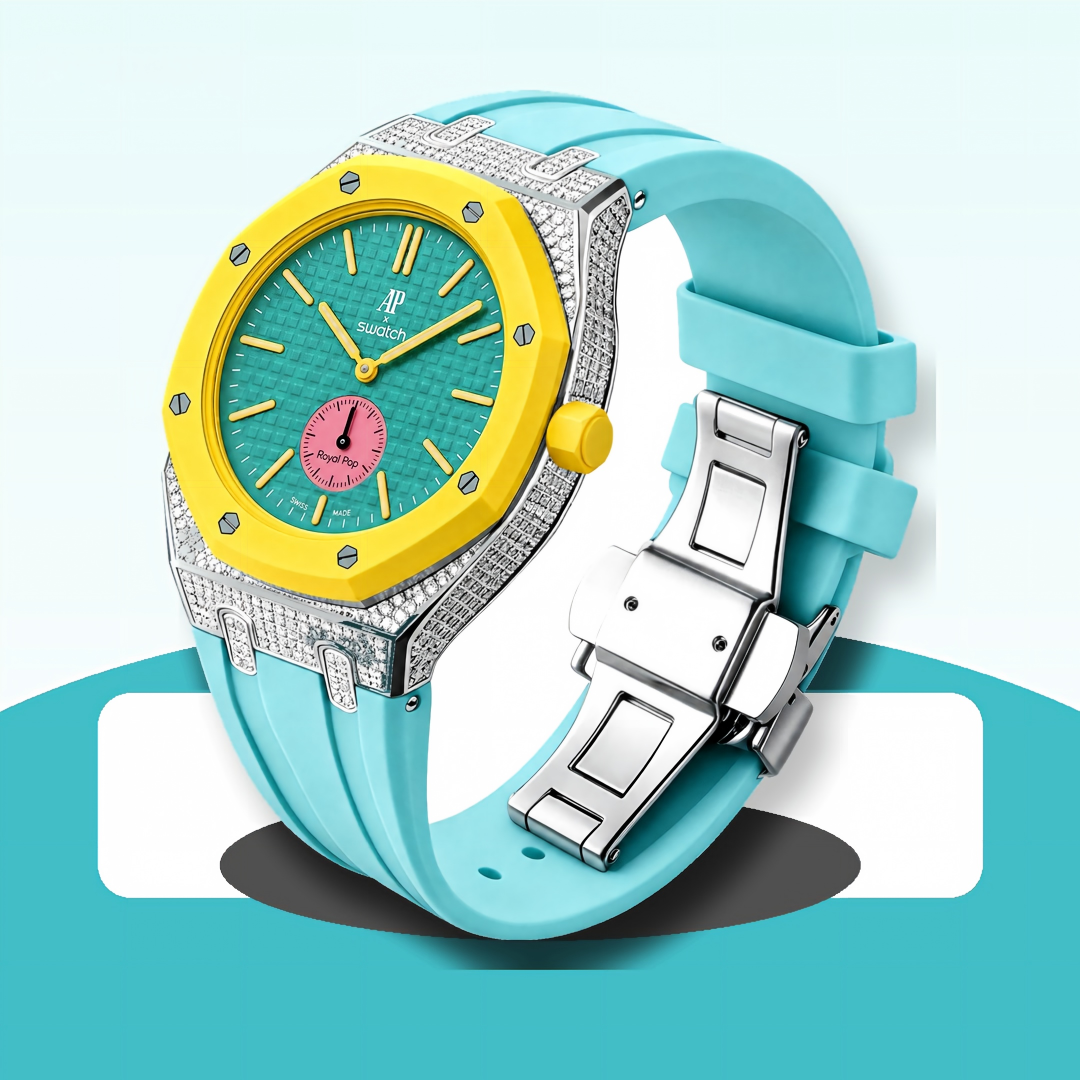 Royal Oak Pop Exclusive Steel Case With Diamond(Moissanite) & Silicone Strap