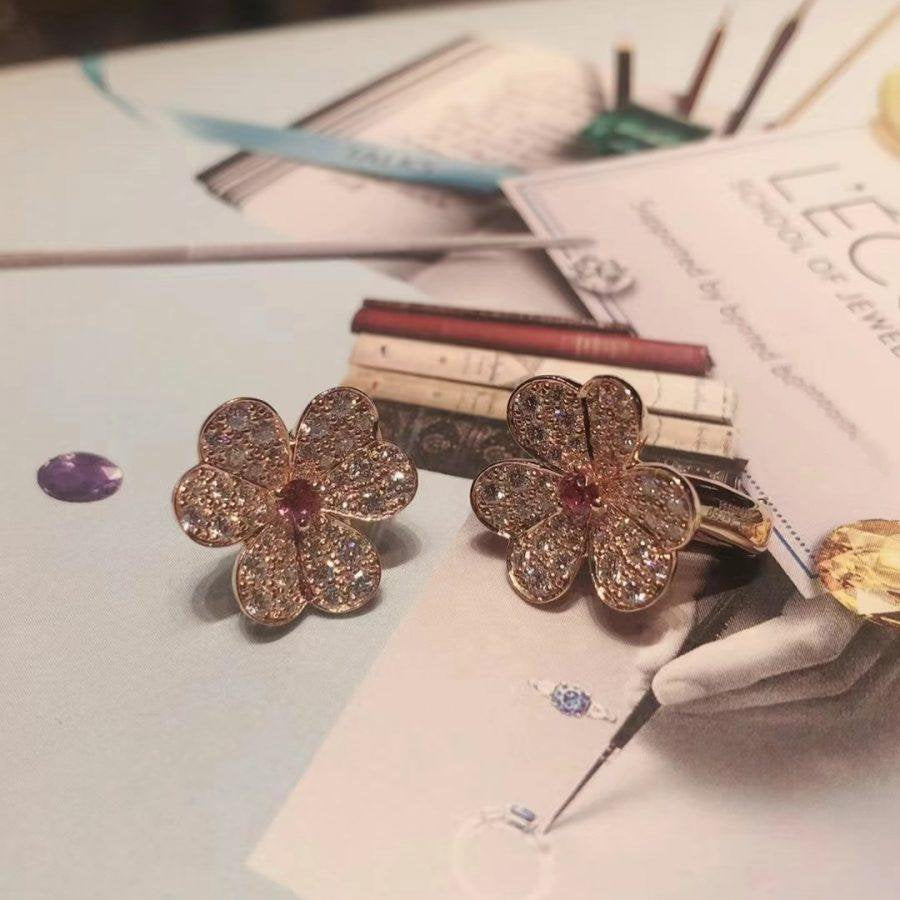 [GALE]FRIVOLE PINK GOLD FLOWER DIAMOND EARRINGS