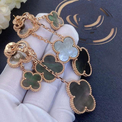 [GALE]CLOVER EARRINGS DARK MOP 4 MOTIFS ROSE GOLD