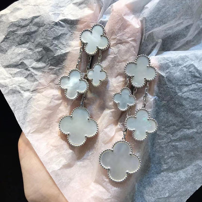 [GALE]CLOVER EARRINGS WHITE MOP 4 MOTIFS SILVER
