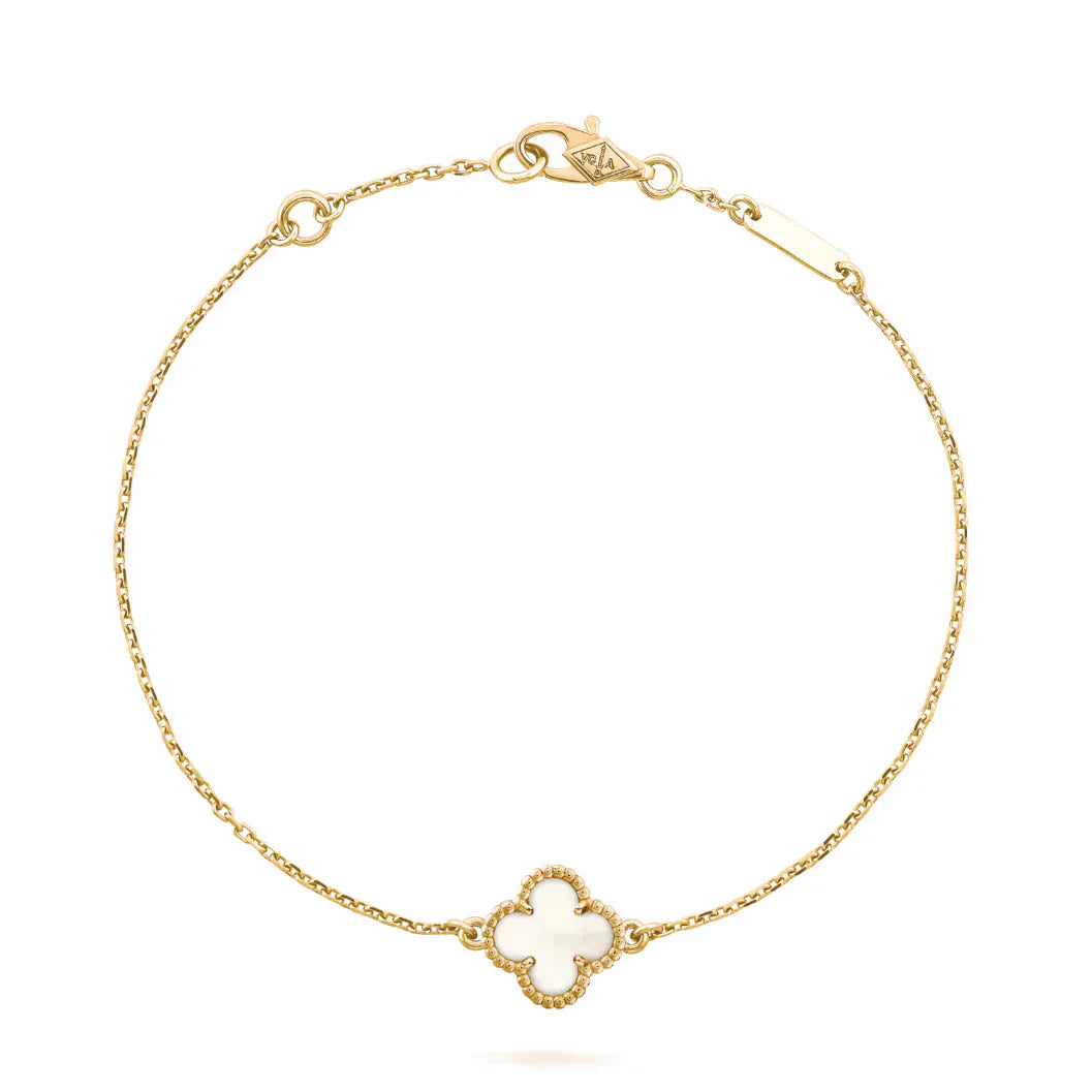[GALE]CLOVER WHITE MOP SINGLE FLOWER BRACELET
