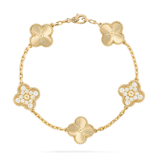 [GALE]CLOVER BRACELET 5 MOTIFS GOLD DIAMOND