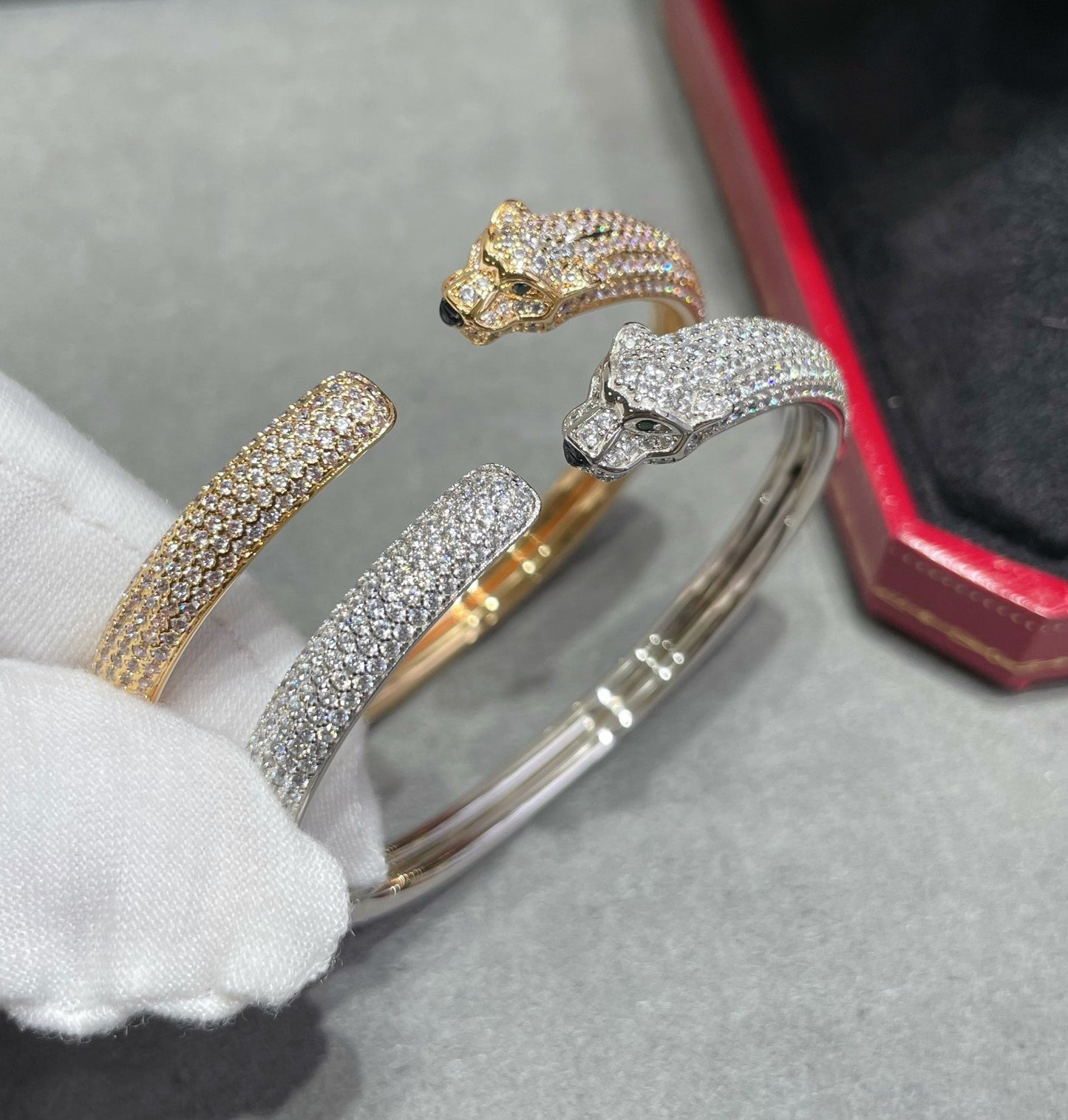 [GALE]PANTHERE FULL DIAMOND OPEN BRACELET