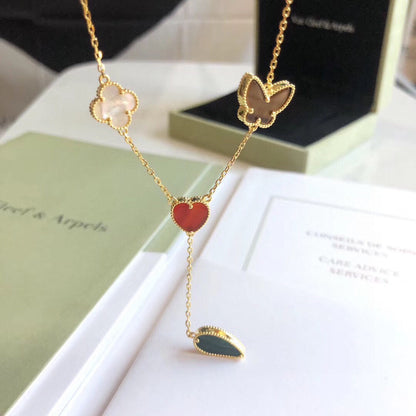 [GALE]LUCKY SPRING 4 MOTIFS ROSE GOLD NECKLACE