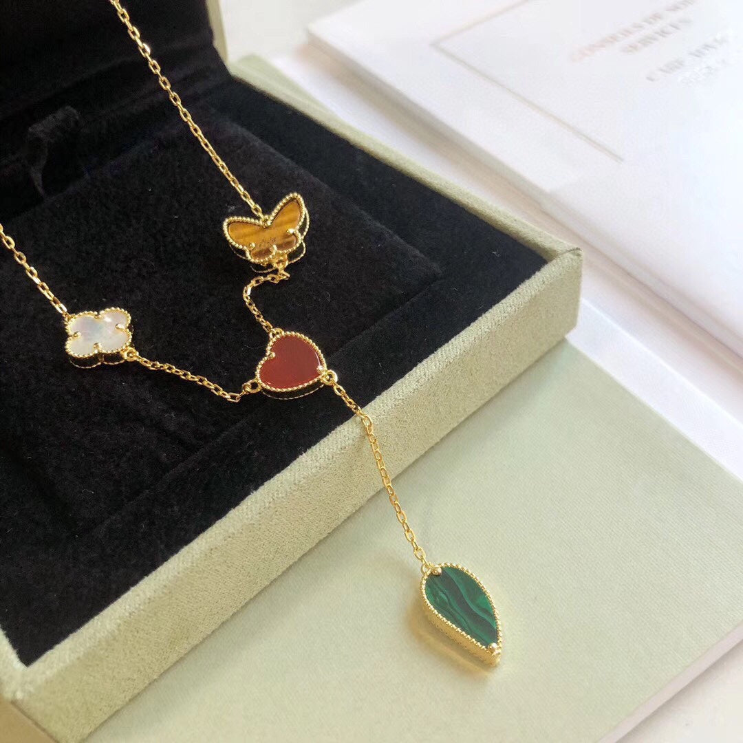 [GALE]LUCKY SPRING 4 MOTIFS ROSE GOLD NECKLACE