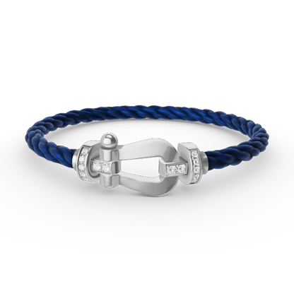 [GALE]FORCE LARGE HORSESHOE HALF DIAMOND BRACELET SILVER